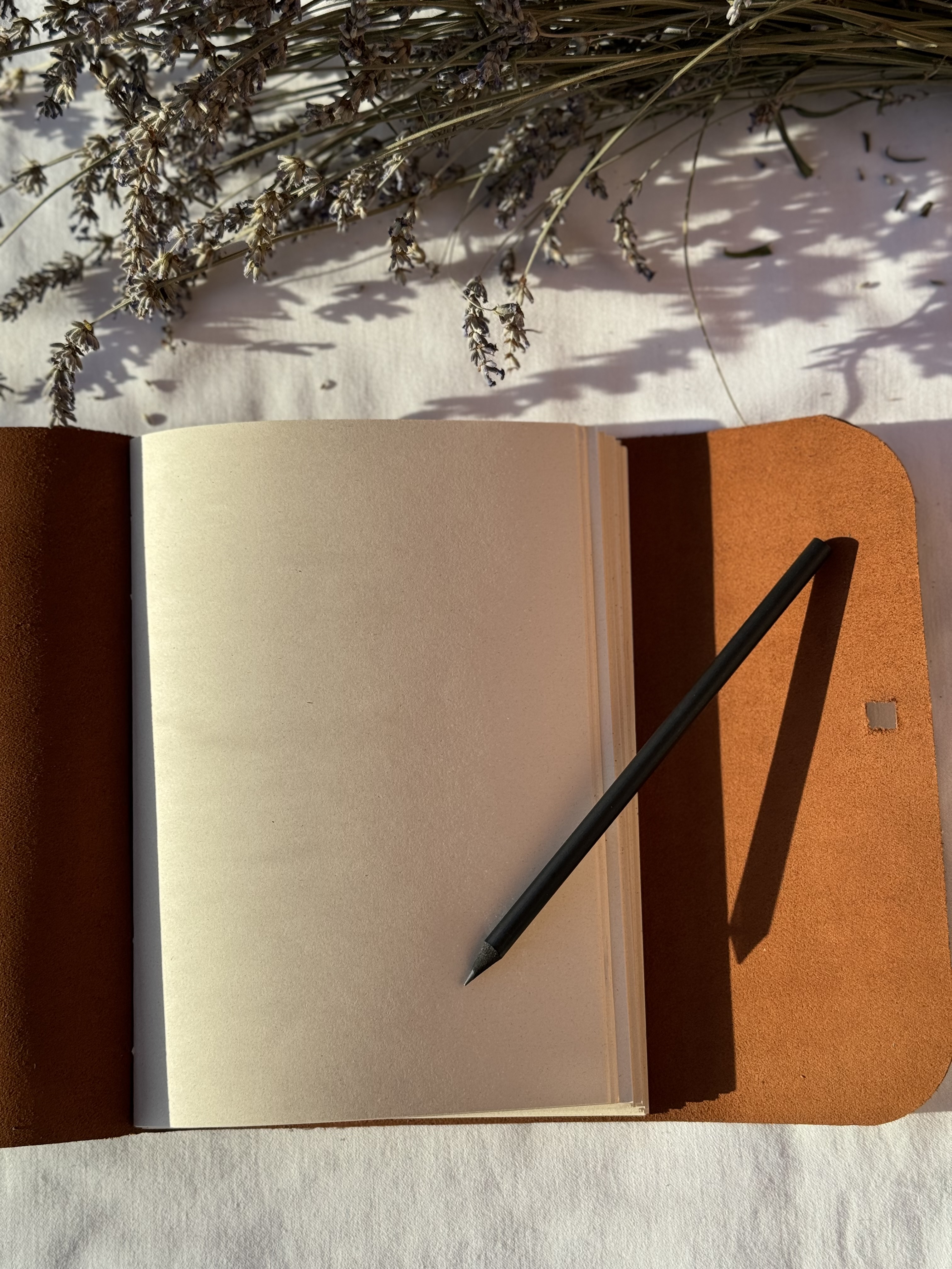 Brown Leather Notebook with Pencil